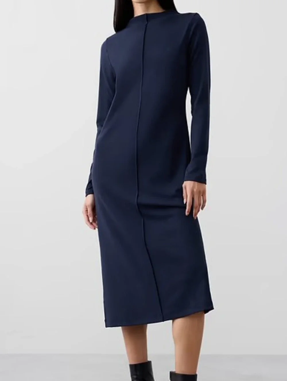 NWT- Banana Republic Stretch Ribbed Knit Mock Neck Long Sleeve Midi Dress-Size S